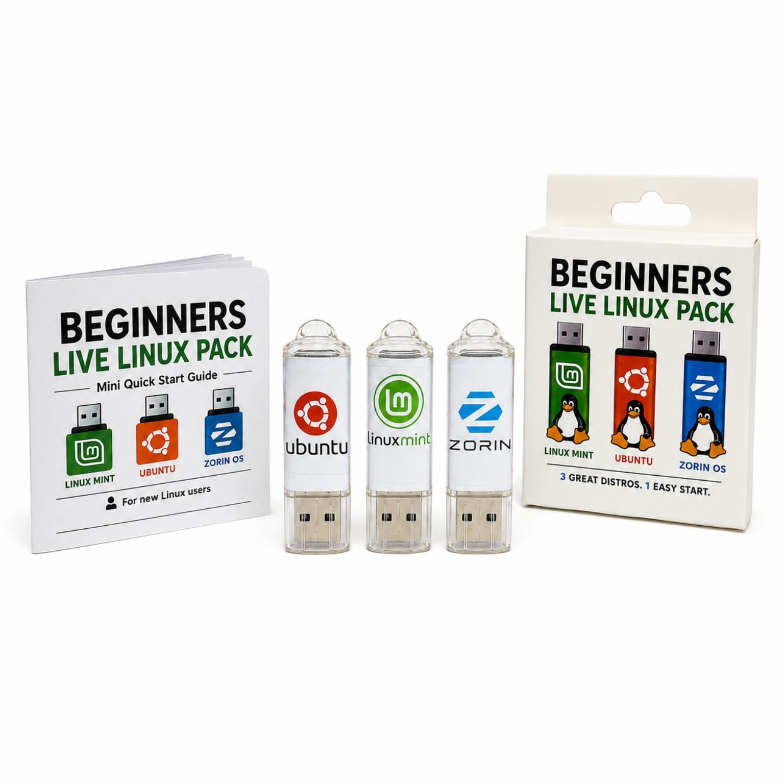 Novosa three pack of Linux live USBs
